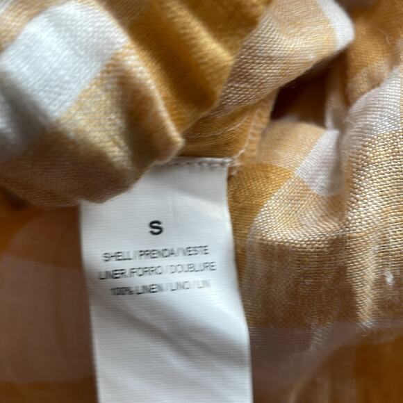 Vitamin A Yellow Gingham Print Linen Shorts Size Small New - Picture 6 of 6